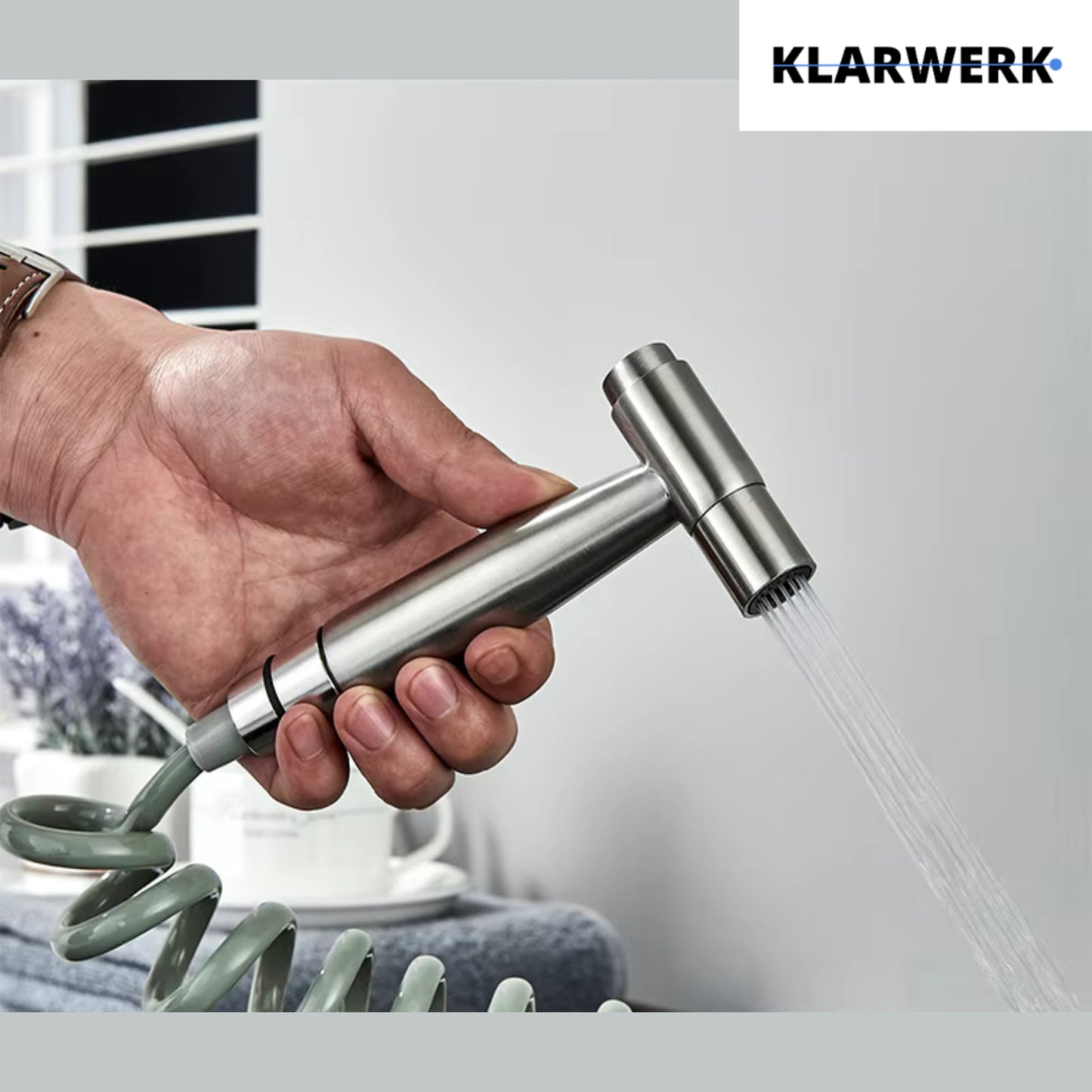 Wandarmatur mit Handbrause "Max" - Silber (gebürstet)