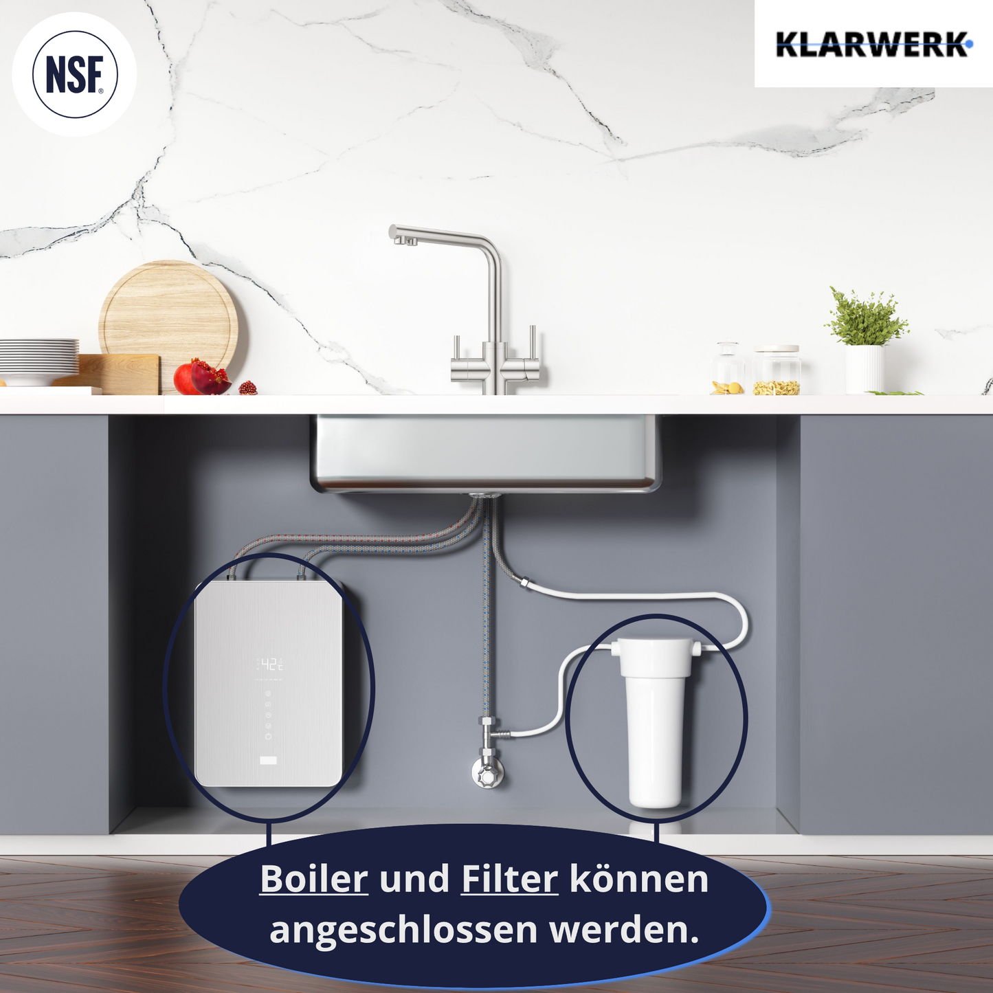 4 Wege Küchenarmatur "Felix" - Silber (gebürstet)