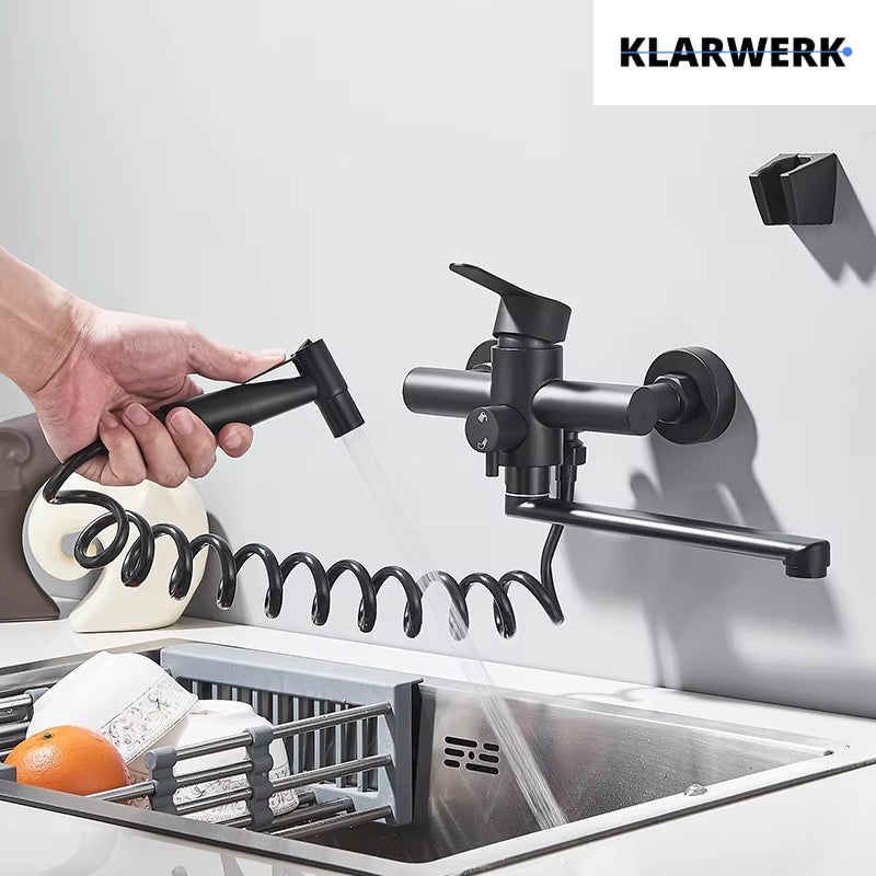 Wandarmatur mit Handbrause "Max" - Schwarz (matt)