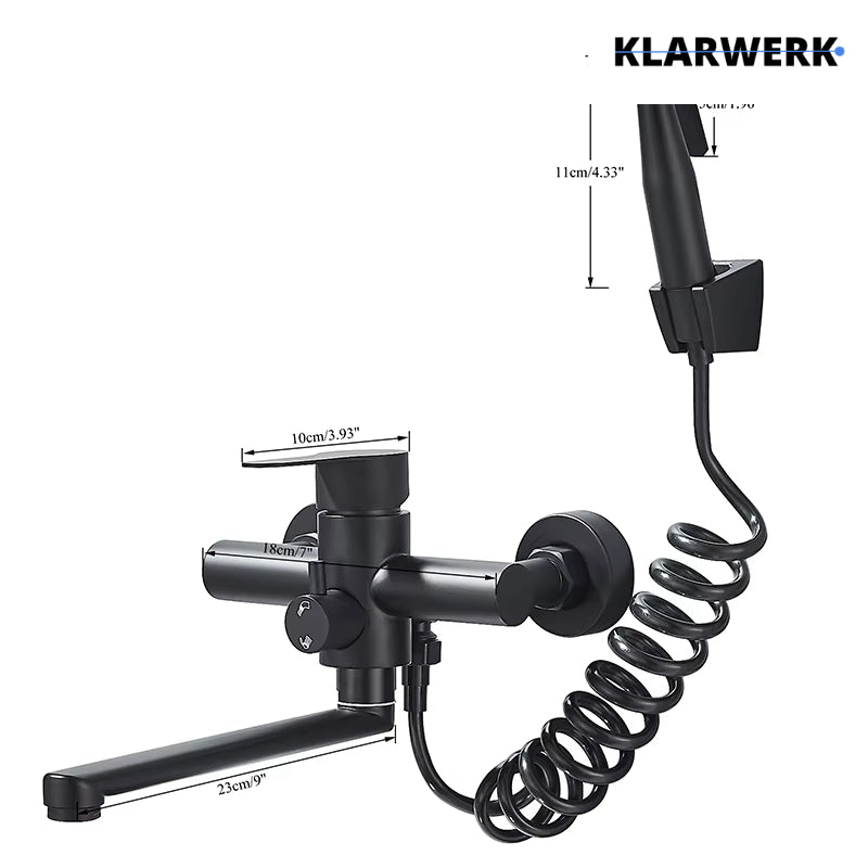 Wandarmatur mit Handbrause "Max" - Schwarz (matt)