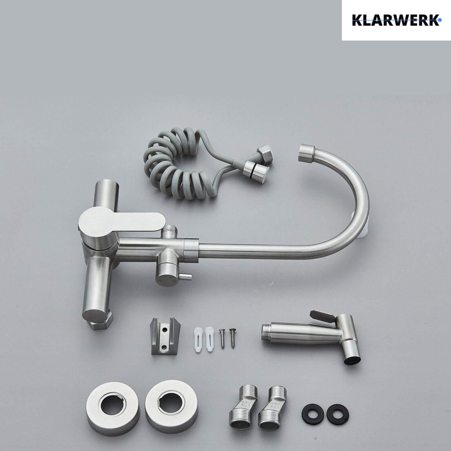 Wandarmatur mit Handbrause "Julie" - Silber (gebürstet)
