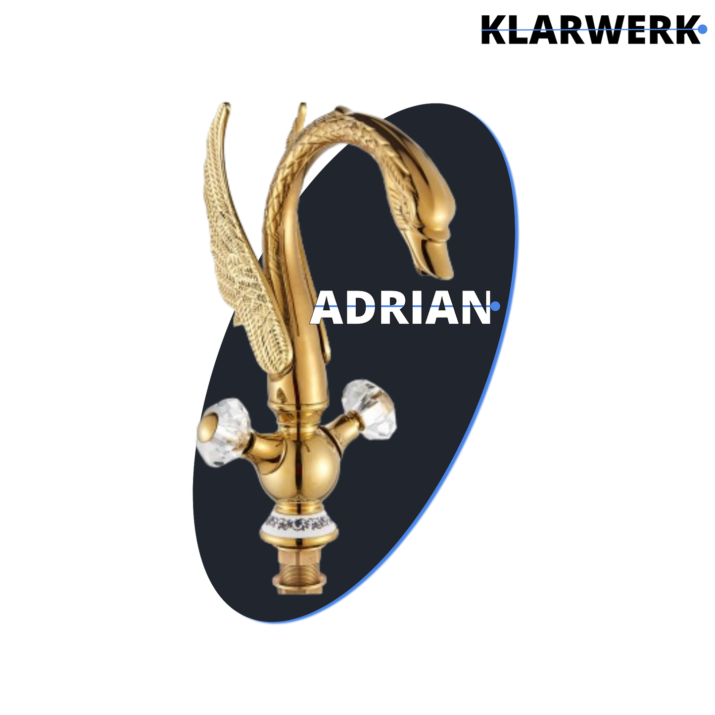 Große Badarmatur Schwan "Adrian" - Gold
