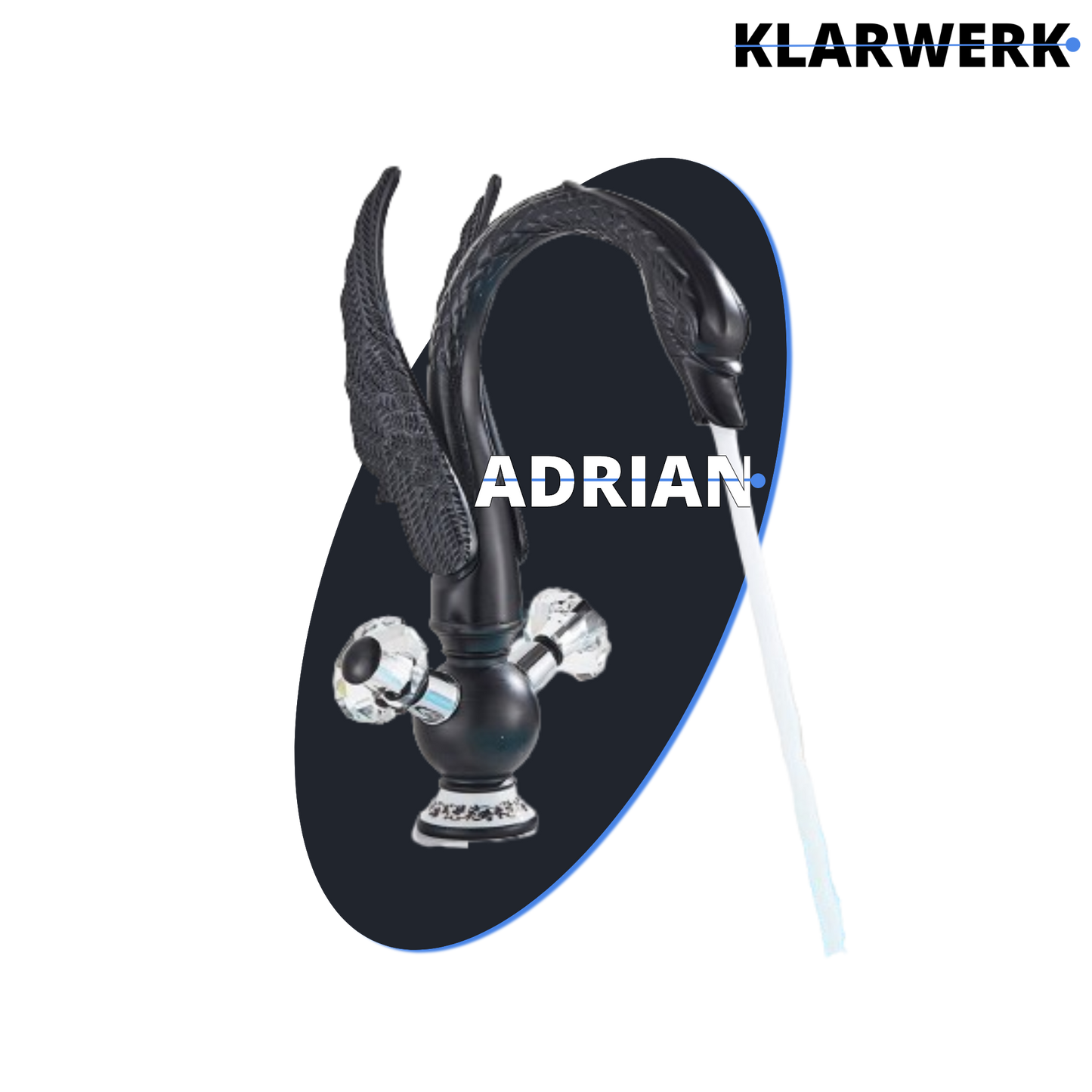 Große Badarmatur Schwan "Adrian" - Schwarz (matt)
