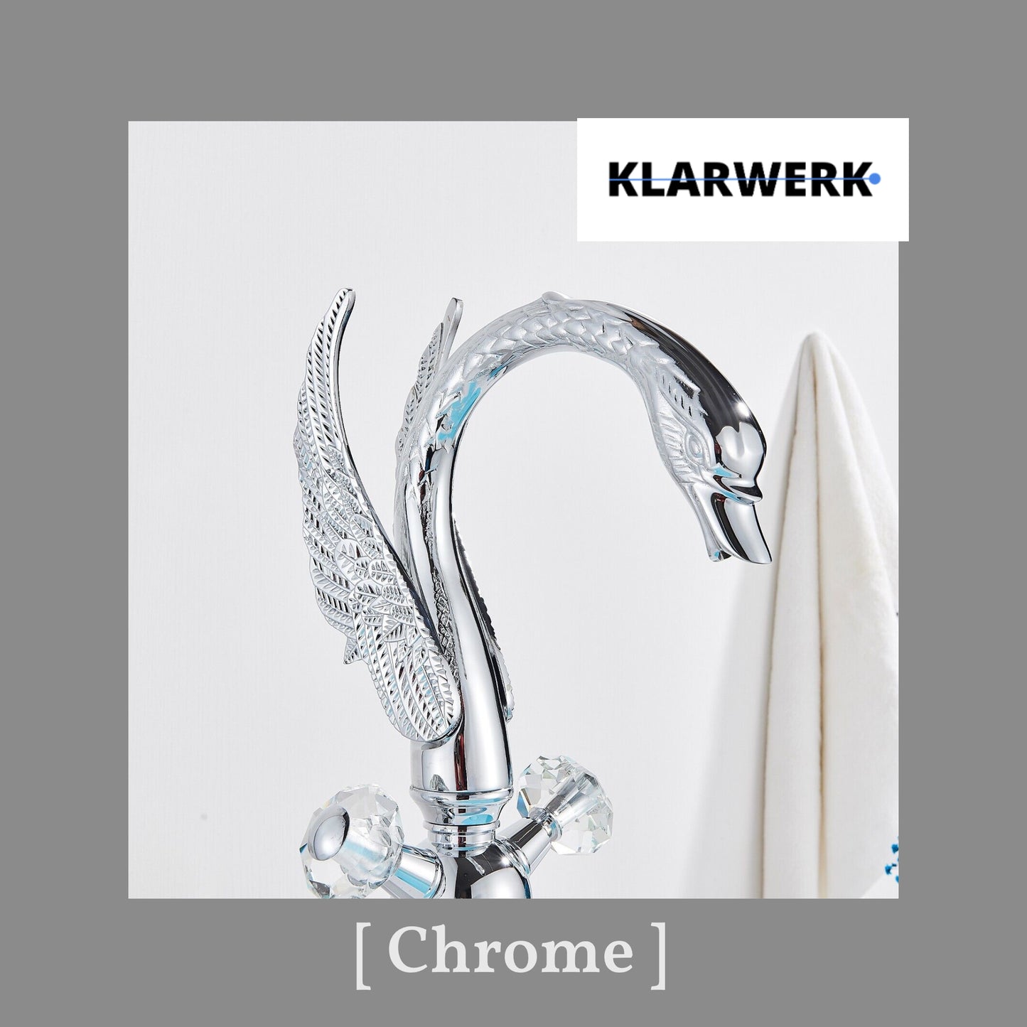 Große Badarmatur Schwan "Adrian" - Chrom (glänzend)