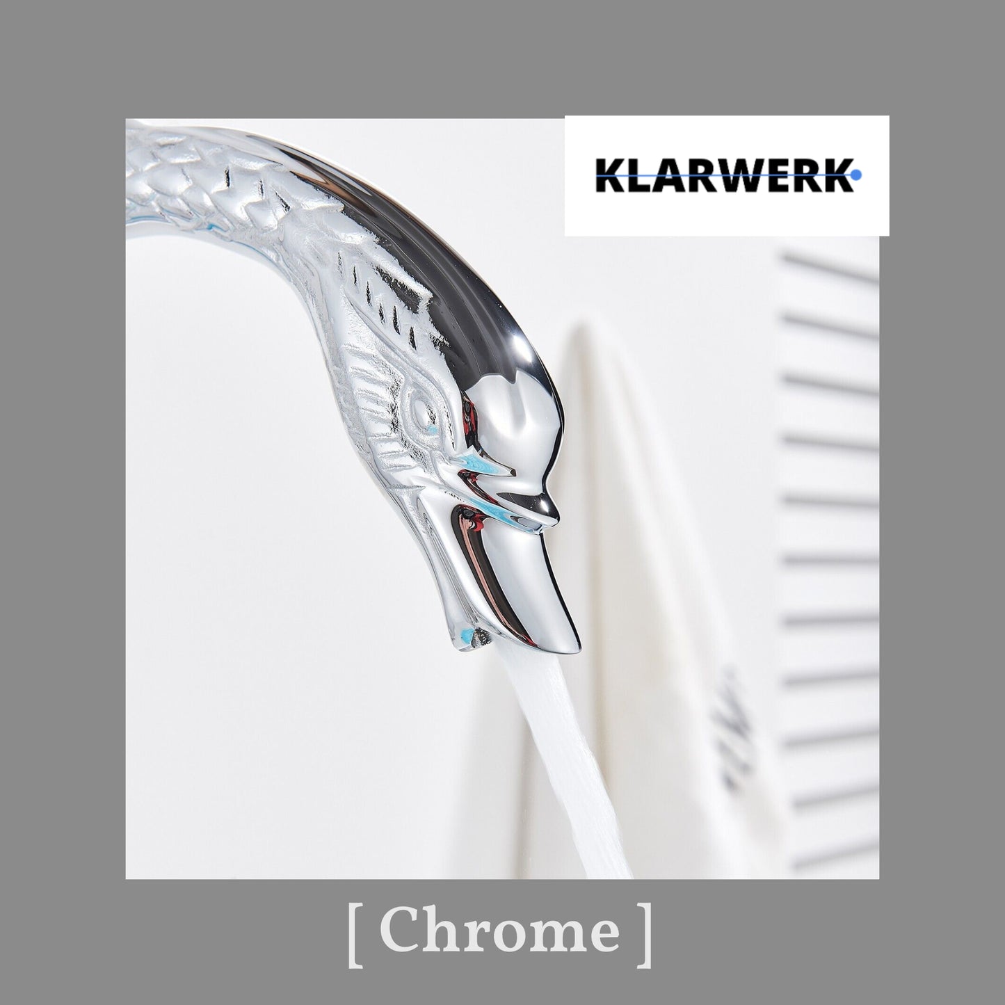 Große Badarmatur Schwan "Adrian" - Chrom (glänzend)