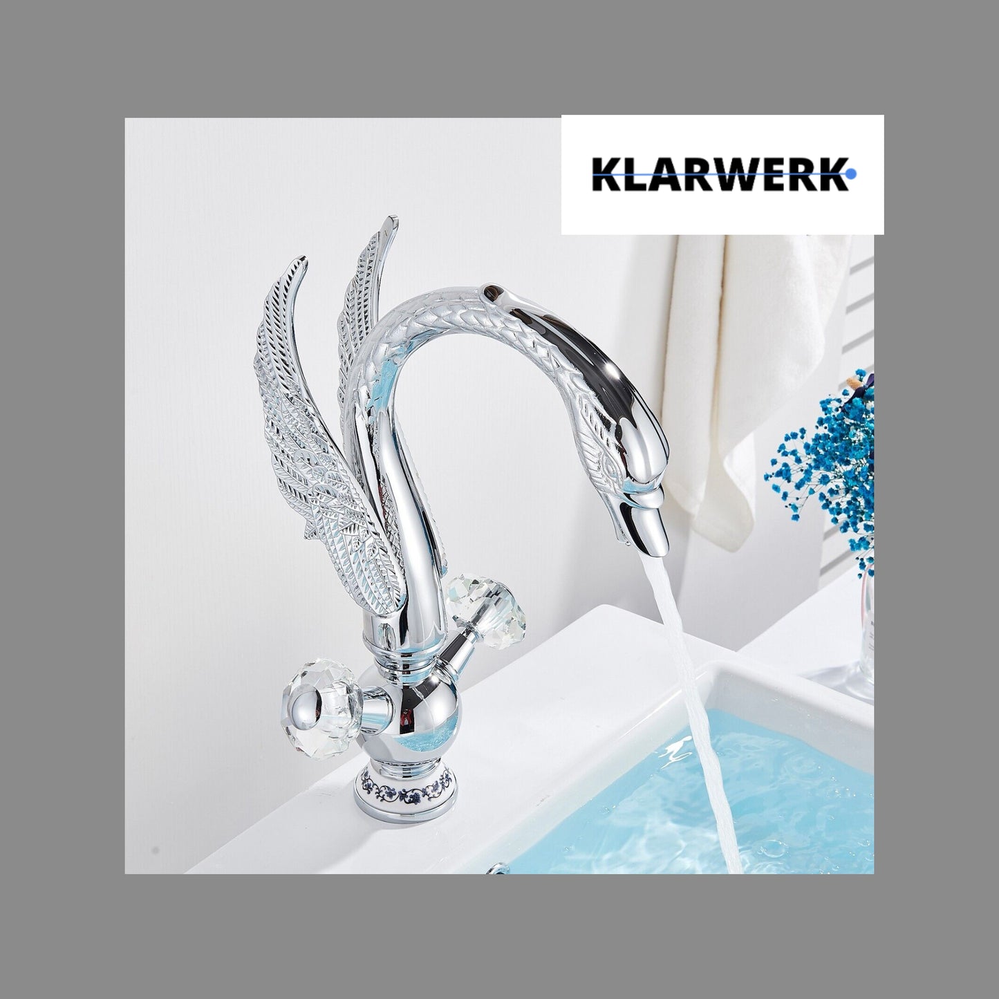 Große Badarmatur Schwan "Adrian" - Chrom (glänzend)