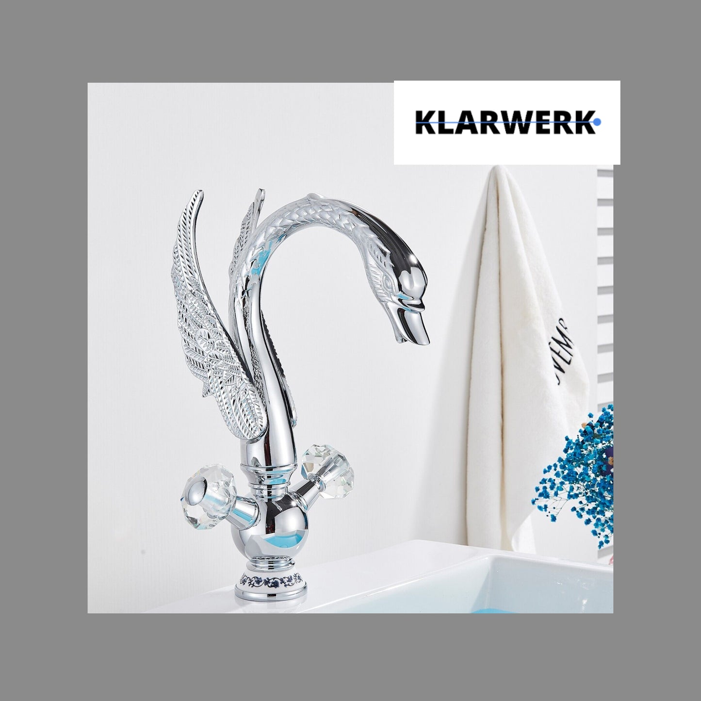 Große Badarmatur Schwan "Adrian" - Chrom (glänzend)