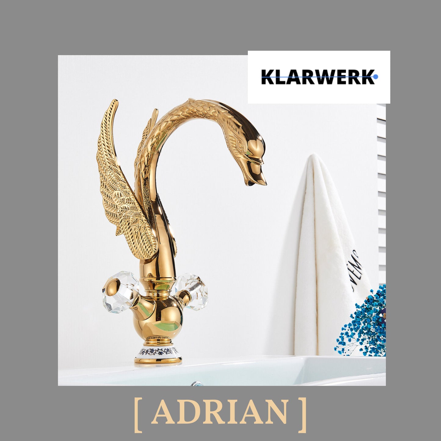 Große Badarmatur Schwan "Adrian" - Gold