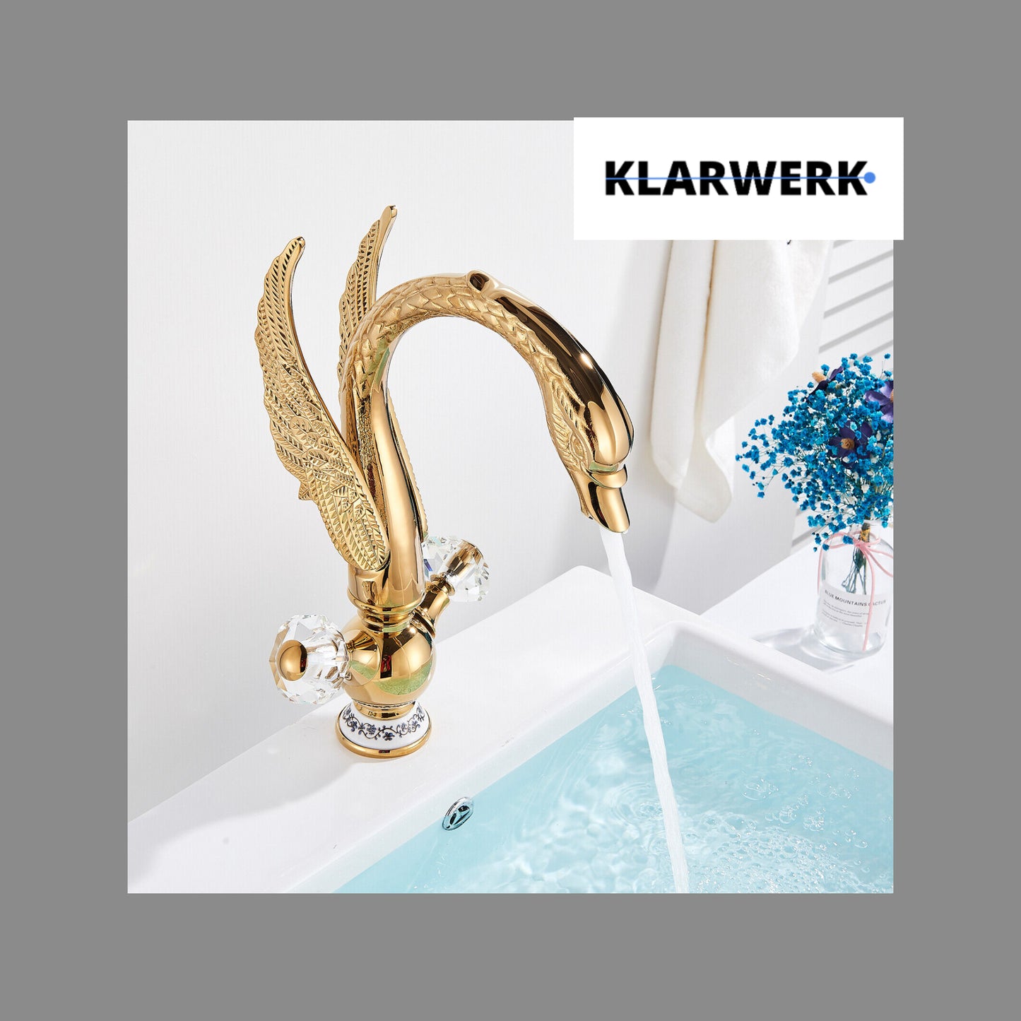 Große Badarmatur Schwan "Adrian" - Gold