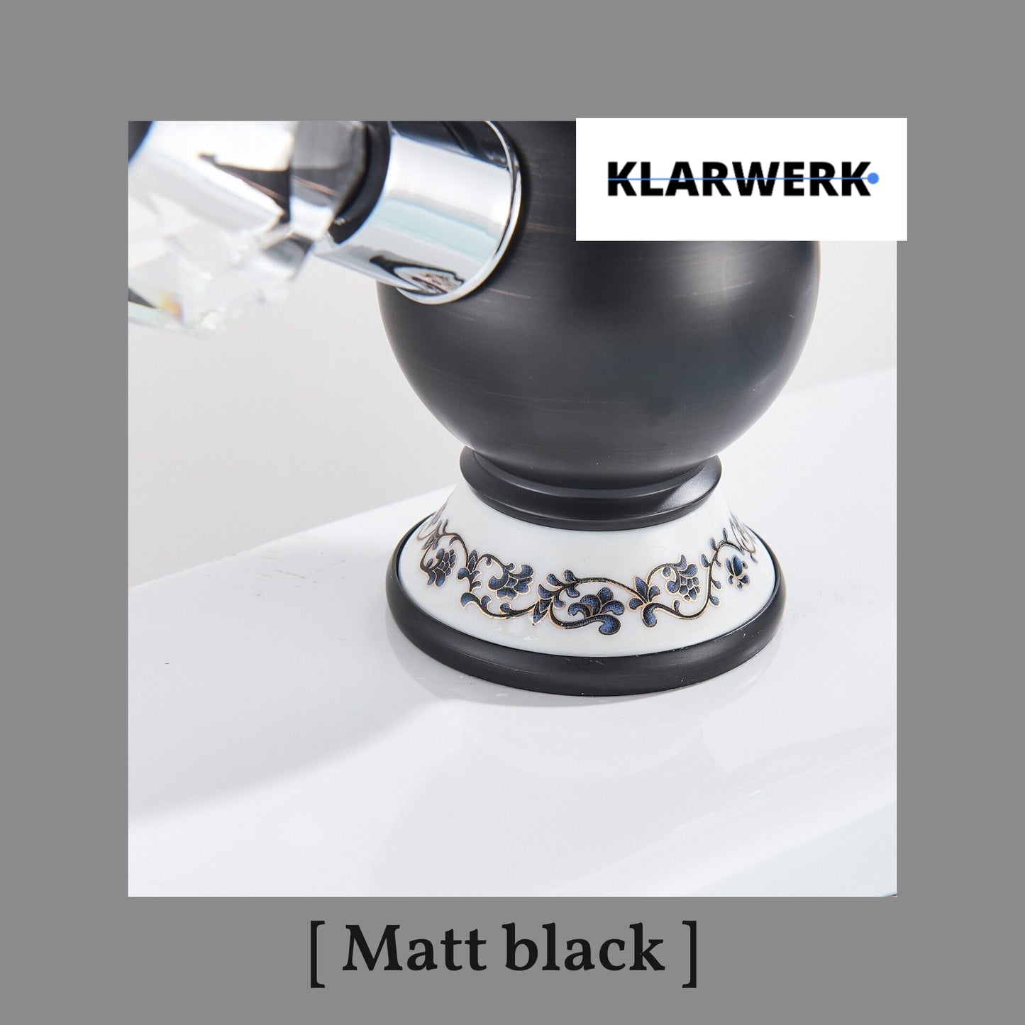 Große Badarmatur Schwan "Adrian" - Schwarz (matt)