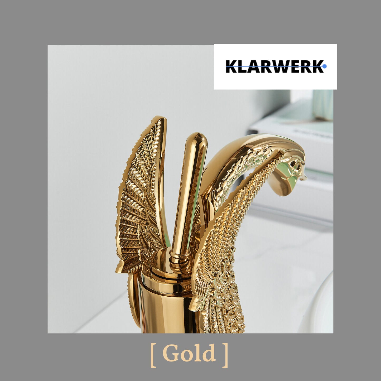Hohe Badarmatur Schwan "Adrian" - Gold