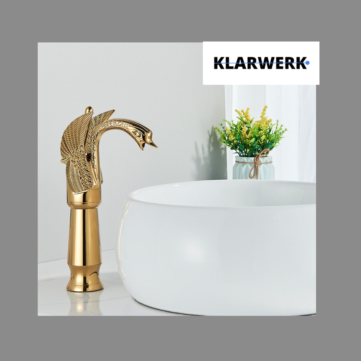 Hohe Badarmatur Schwan "Adrian" - Gold
