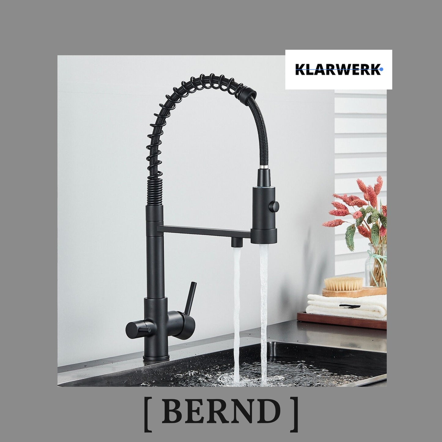 3-Wege-Armatur Trinkwasser "Bernd" - Schwarz matt
