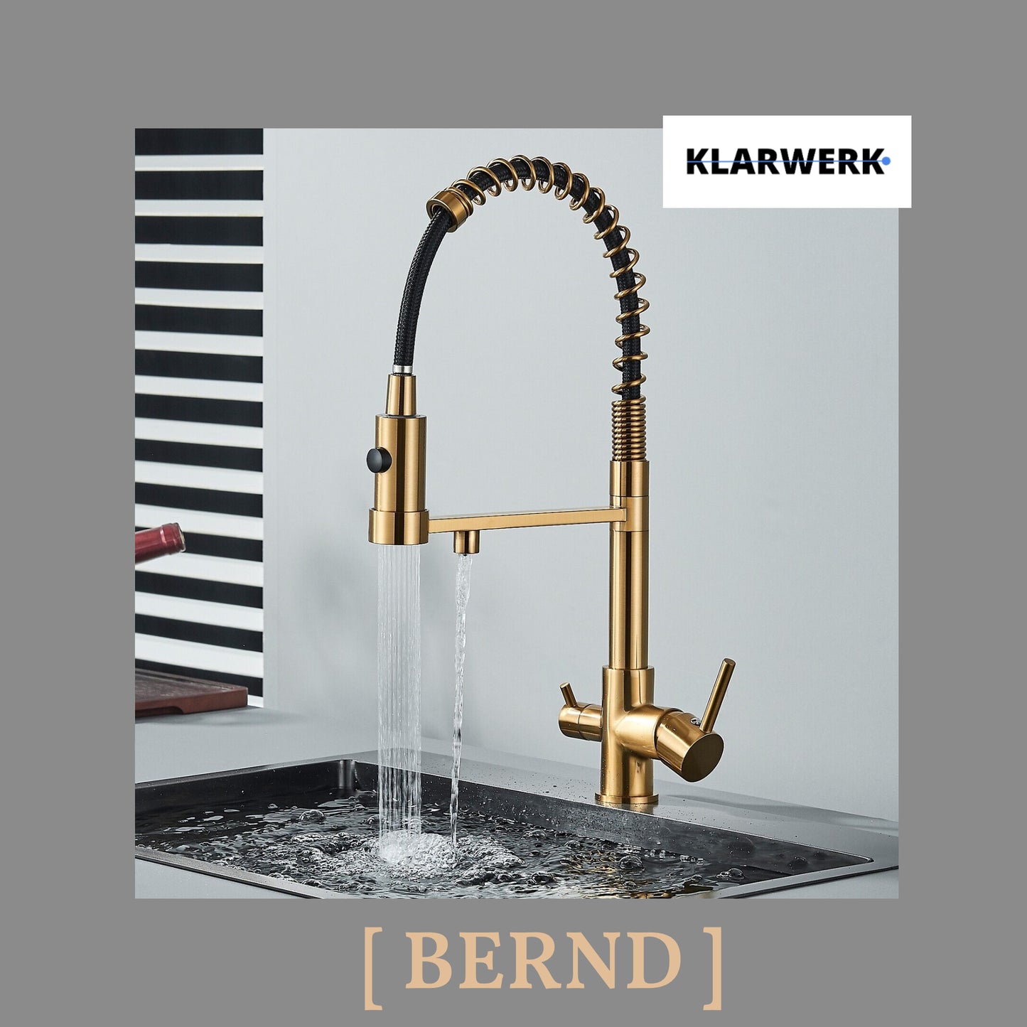 3-Wege-Armatur Trinkwasser "Bernd" - Gold gebürstet