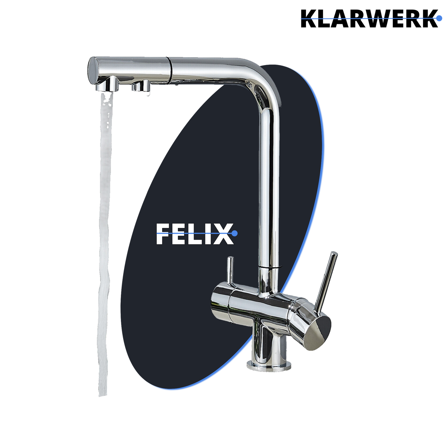 Ausziehbare 3 Wege Küchenarmatur "Felix" - Chrom