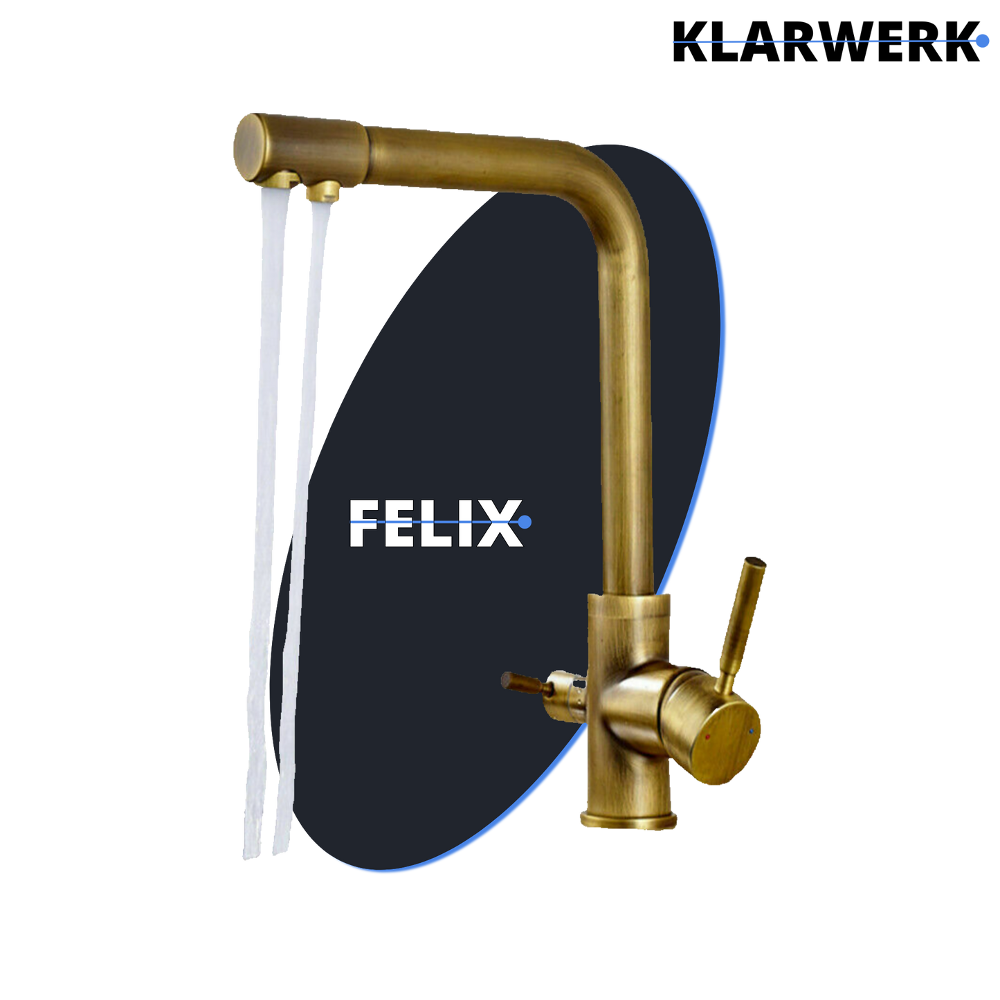 3 Wege Küchenarmatur "Felix" - Messing (gebürstet)