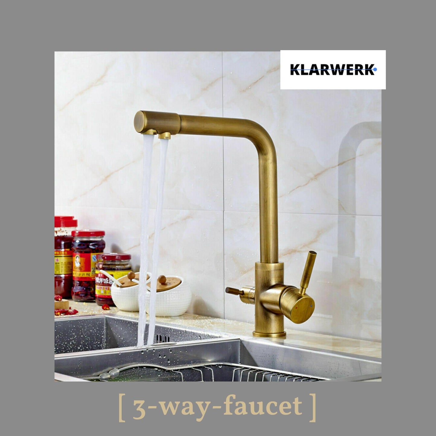 3 Wege Küchenarmatur "Felix" - Messing (gebürstet)