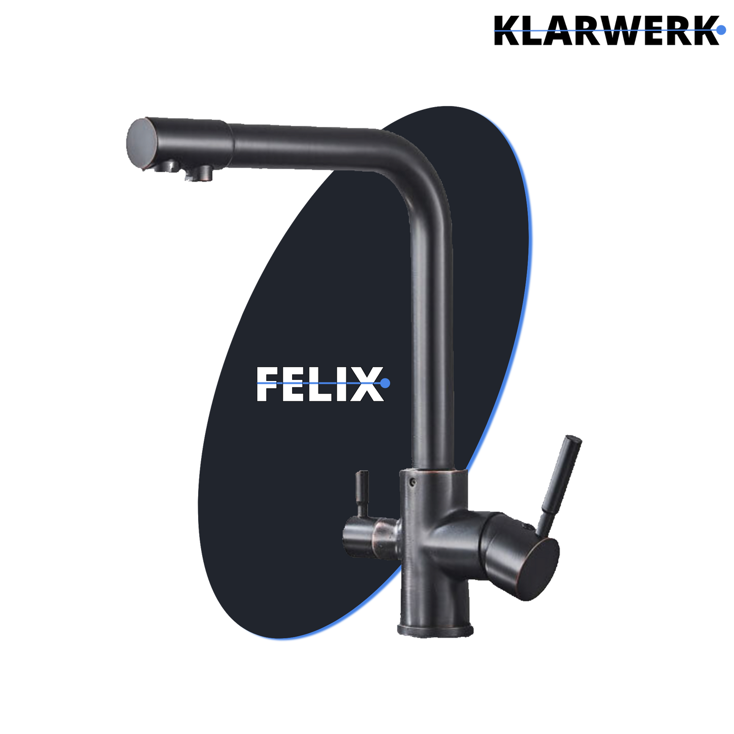 3 Wege Küchenarmatur "Felix" - Schwarz (gebürstet)