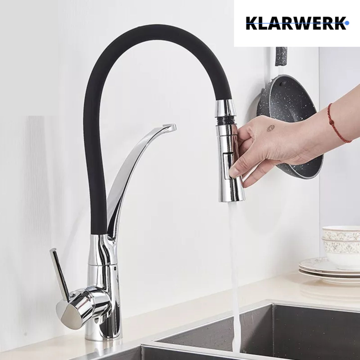Niederdruck Küchenarmatur "JANA" - Schwarz/Chrom