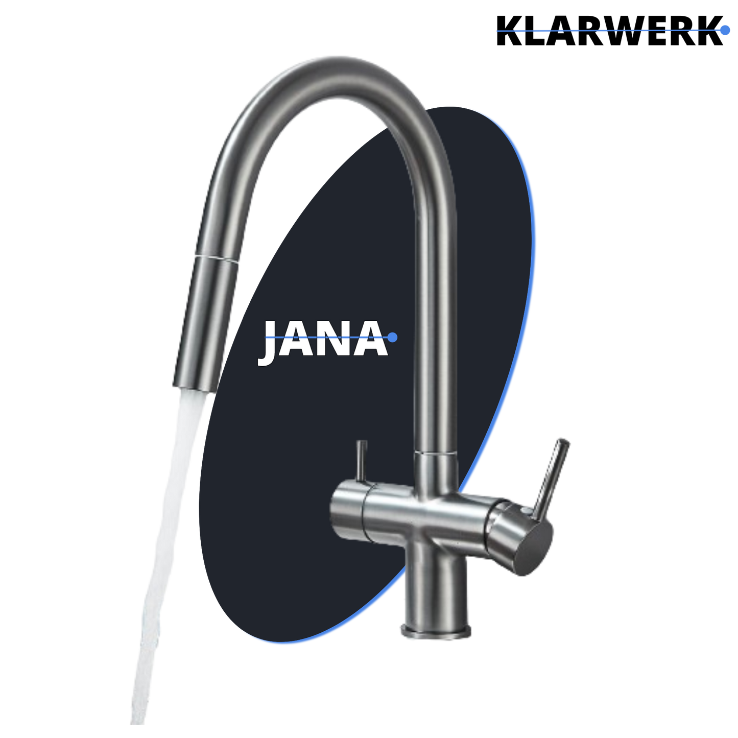 Ausziehbare 3 Wege Küchenarmatur "Jana" - Titangrau