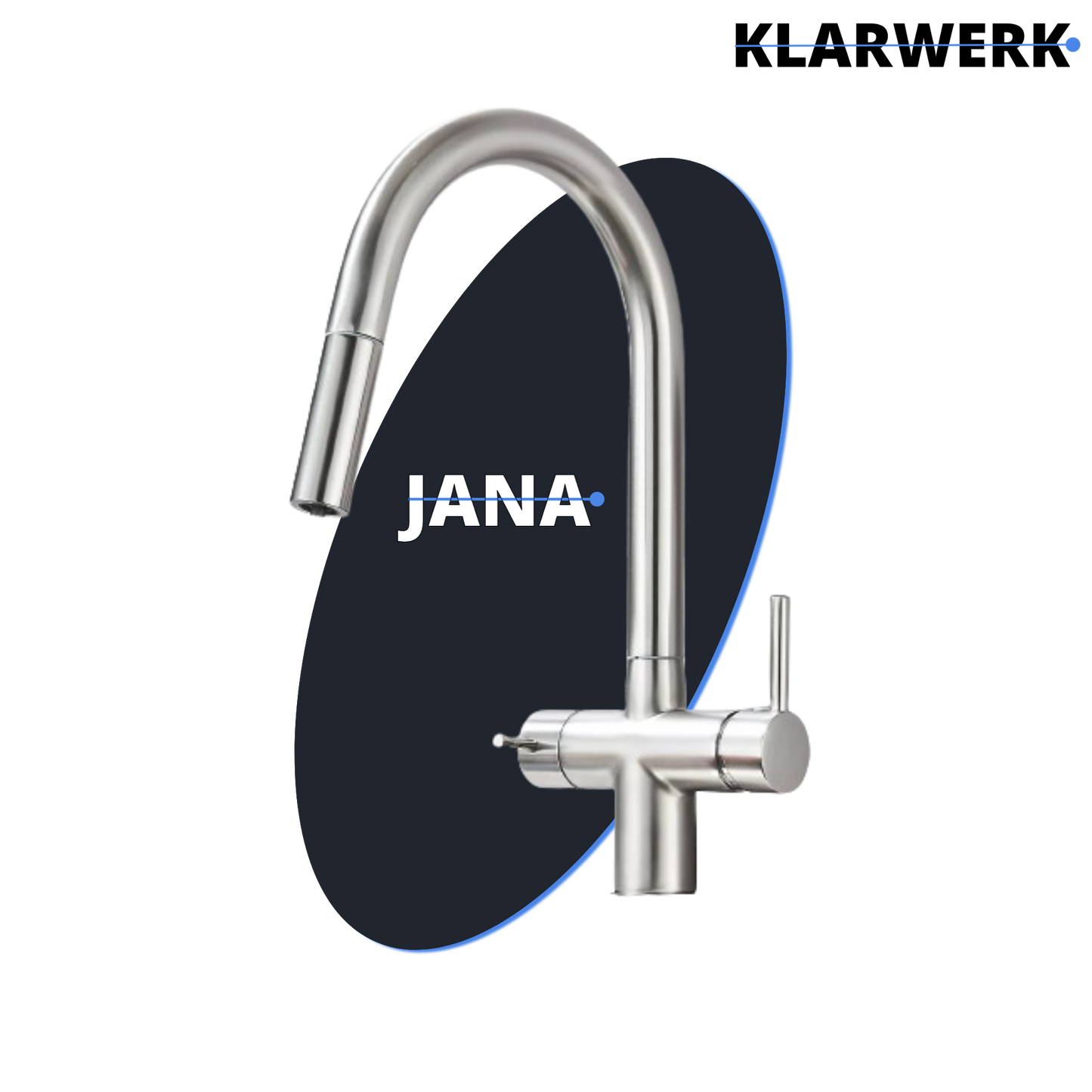 Ausziehbare 3 Wege Küchenarmatur "Jana" - Silber (gebürstet)