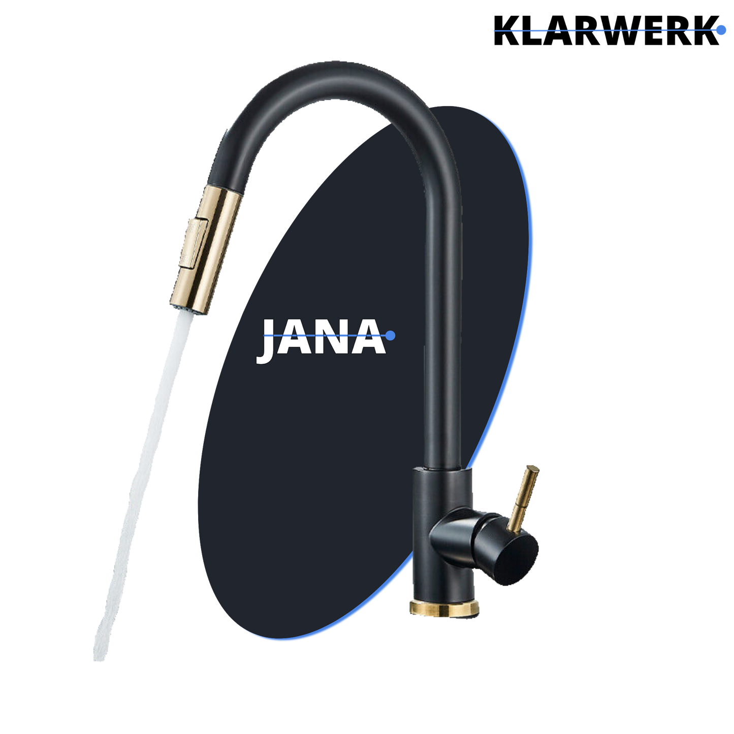 Ausziehbare Küchenarmatur "Jana" - Schwarz/Gold