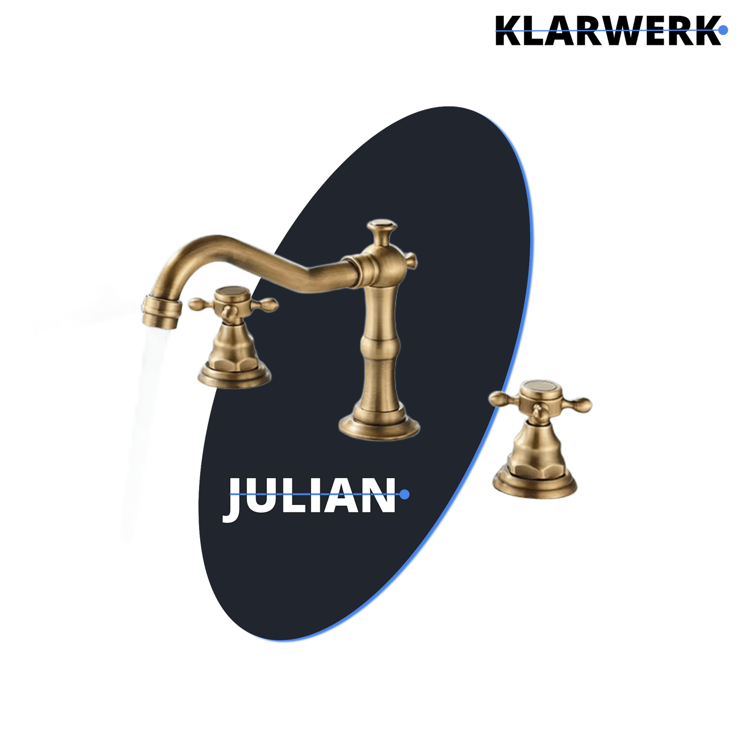 3-Loch Retro-Badarmatur "Julian" - Gold