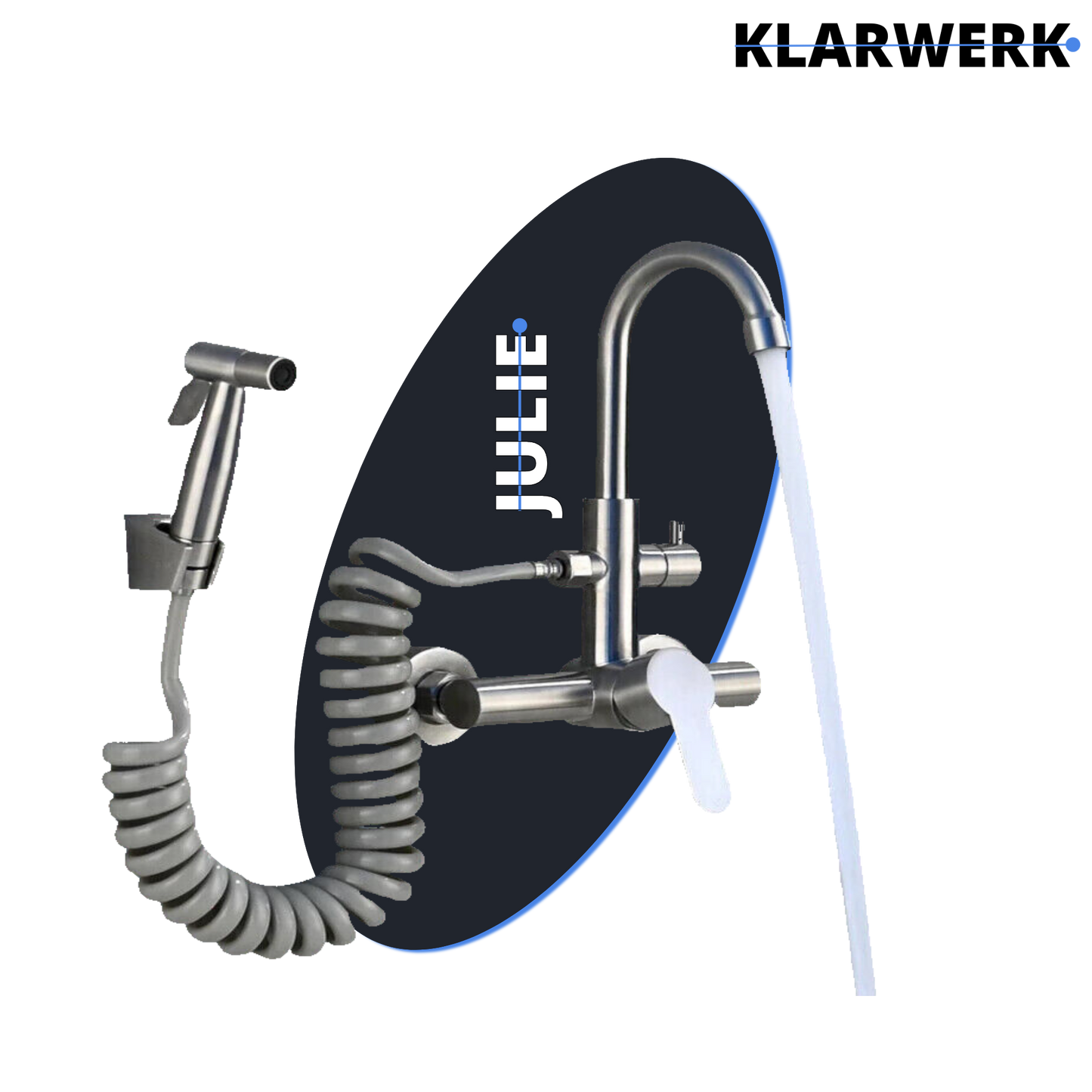 Wandarmatur mit Handbrause "Julie" - Silber (gebürstet)