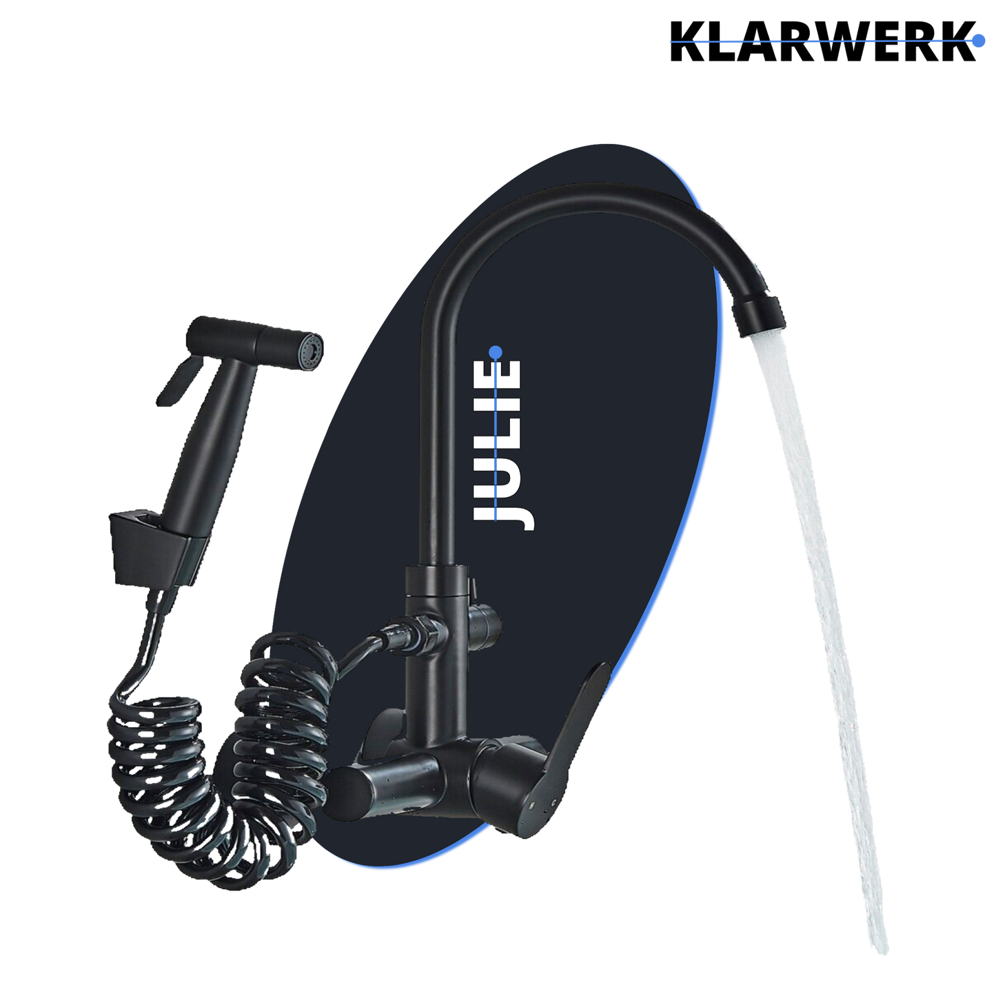 Wandarmatur mit Handbrause "Julie" - Schwarz (matt)