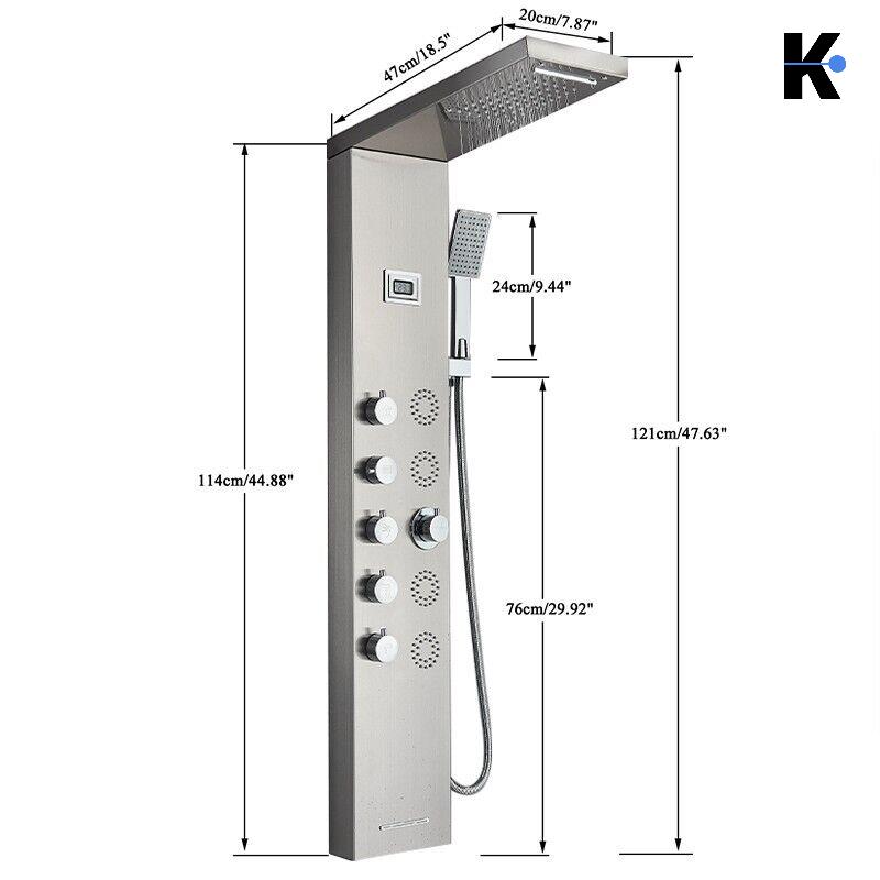 Duschpaneel Regendusche Set "BERND" - Silber (gebürstet)