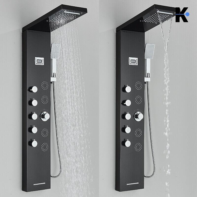 Duschpaneel Regendusche Set "BERND" - Schwarz (gebürstet)