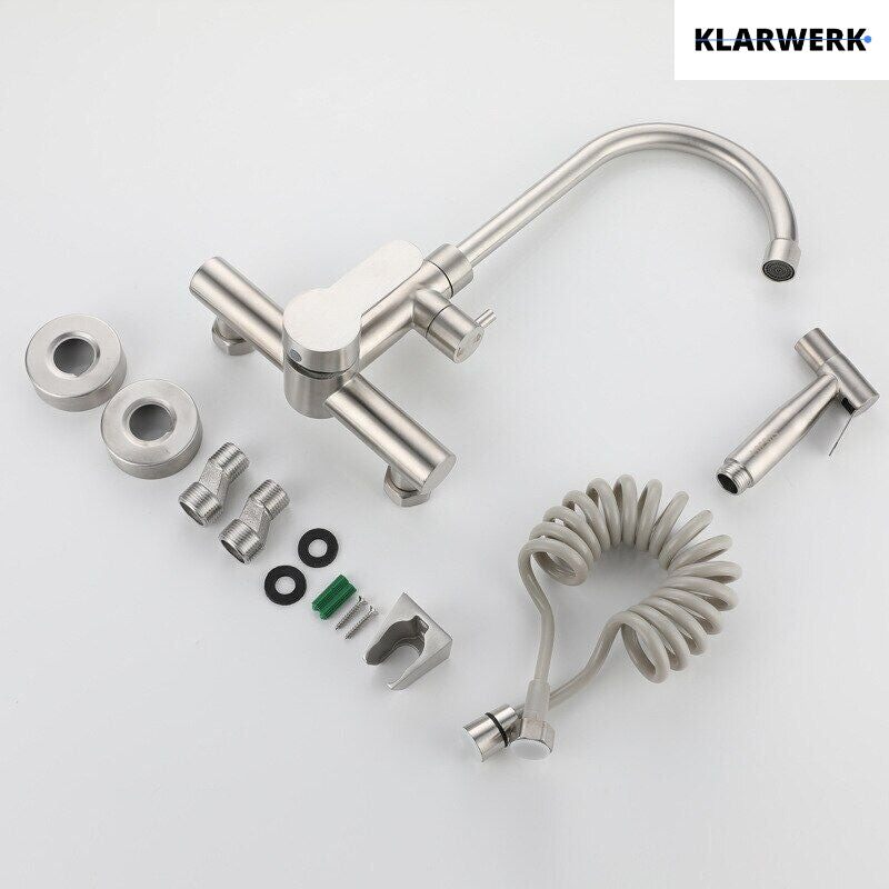 Wandarmatur mit Handbrause "Julie" - Silber (gebürstet)