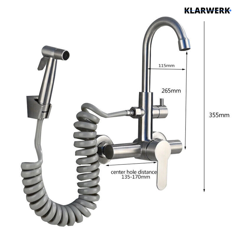 Wandarmatur mit Handbrause "Julie" - Silber (gebürstet)