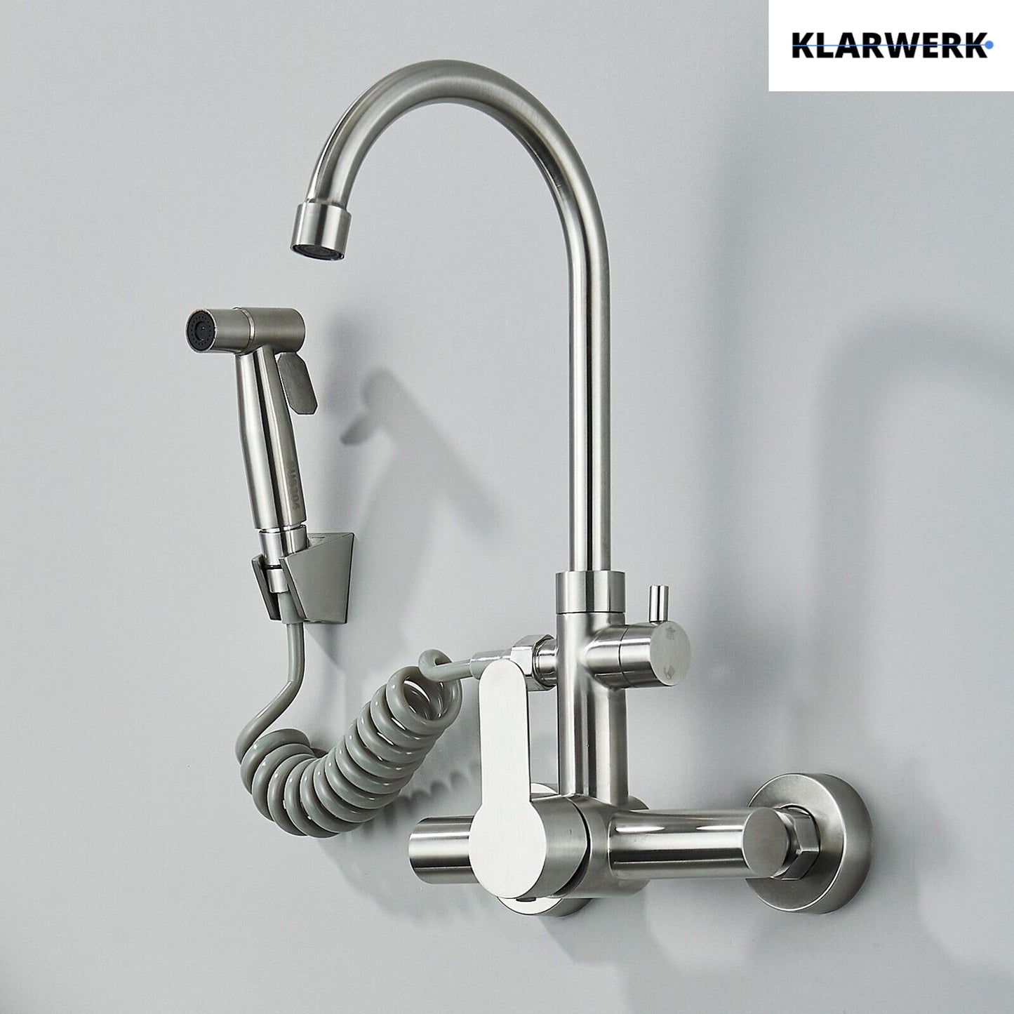 Wandarmatur mit Handbrause "Julie" - Silber (gebürstet)