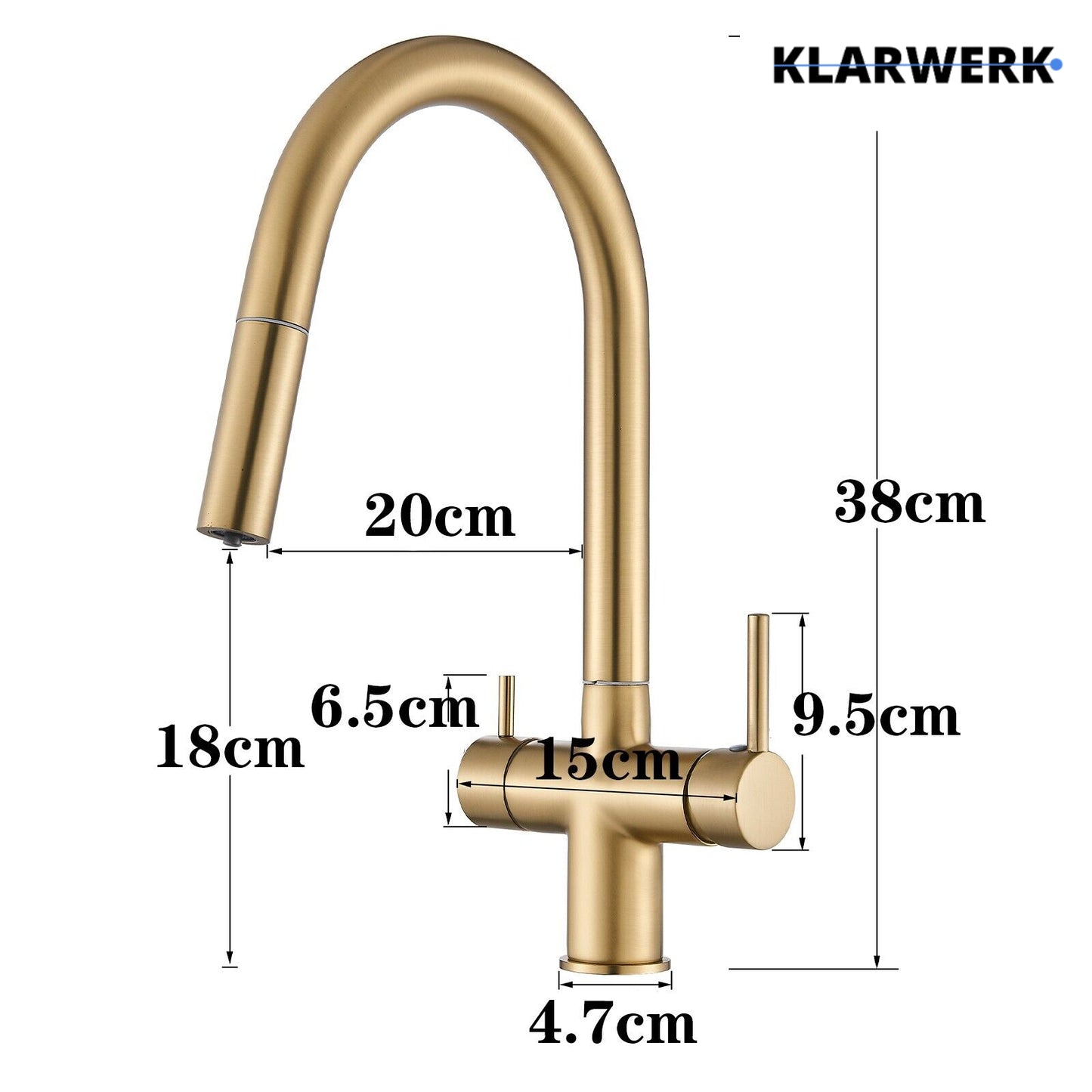 Ausziehbare 3 Wege Küchenarmatur "Jana" - Gold