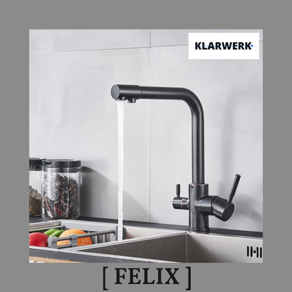 3 Wege Küchenarmatur "Felix" - Schwarz (gebürstet)