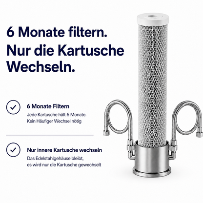 Edelstahl Aktivkohle Wasserfilter "ARIS" - Untertisch