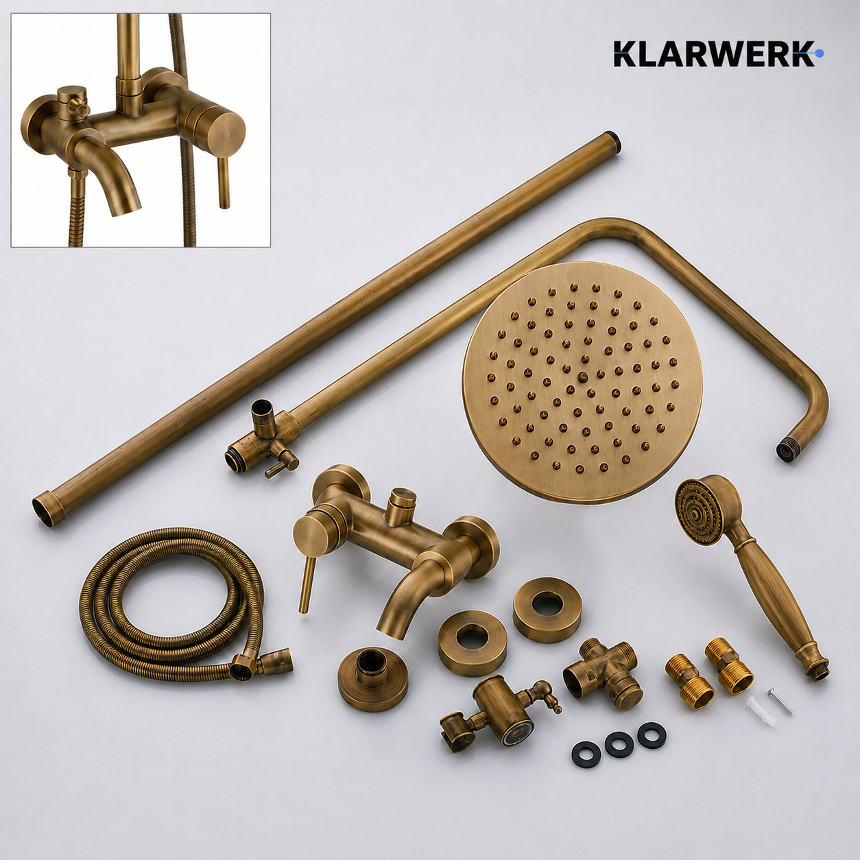 Regendusche Duscharmatur Set "Jana" - Vintage Messing