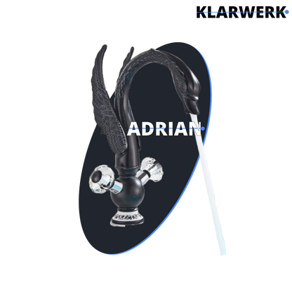 Große Badarmatur Schwan "Adrian" - Schwarz (matt)