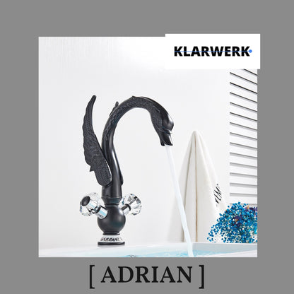 Große Badarmatur Schwan "Adrian" - Schwarz (matt)