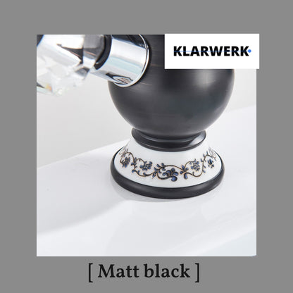 Große Badarmatur Schwan "Adrian" - Schwarz (matt)