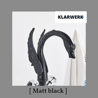 Große Badarmatur Schwan "Adrian" - Schwarz (matt)