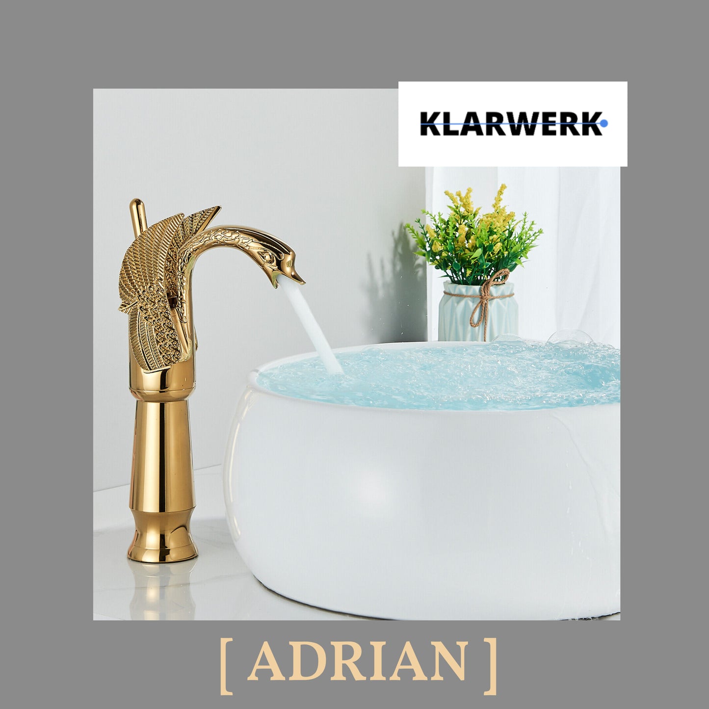 Hohe Badarmatur Schwan "Adrian" - Gold