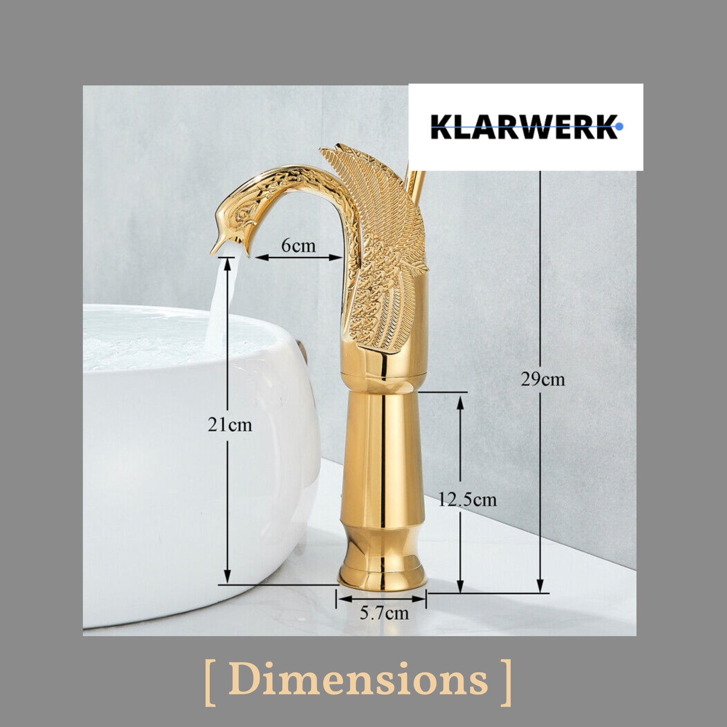 Hohe Badarmatur Schwan "Adrian" - Gold