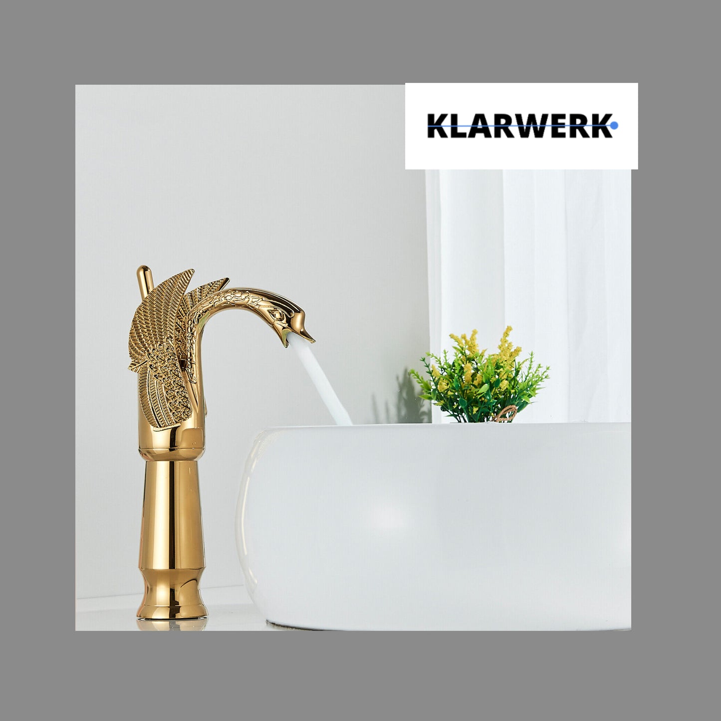 Hohe Badarmatur Schwan "Adrian" - Gold
