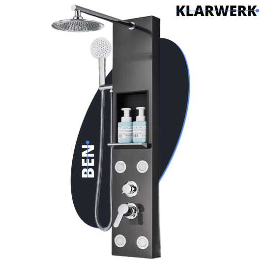 Duschpaneel Regendusche Set "BEN" - Schwarz (gebürstet)
