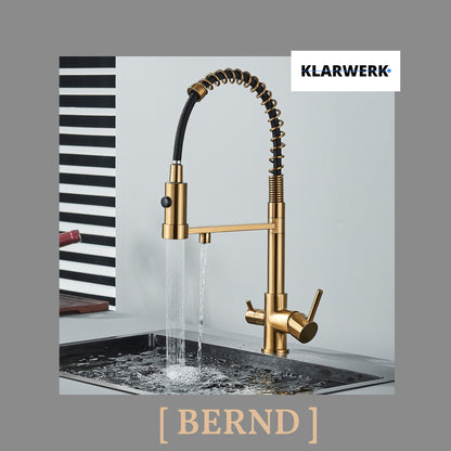 3-Wege-Armatur Trinkwasser "Bernd" - Gold gebürstet