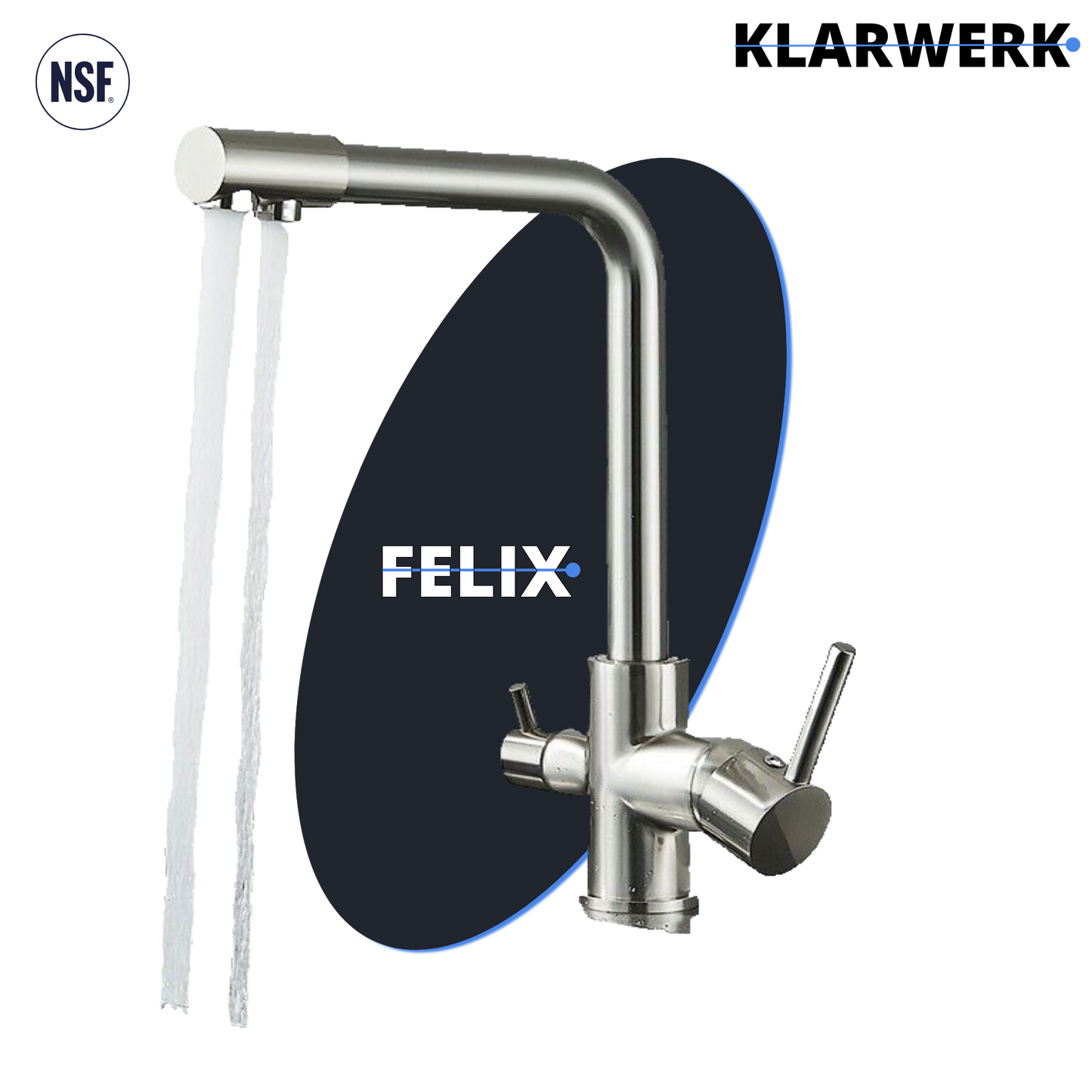 4 Wege Küchenarmatur "Felix" - Silber (gebürstet)