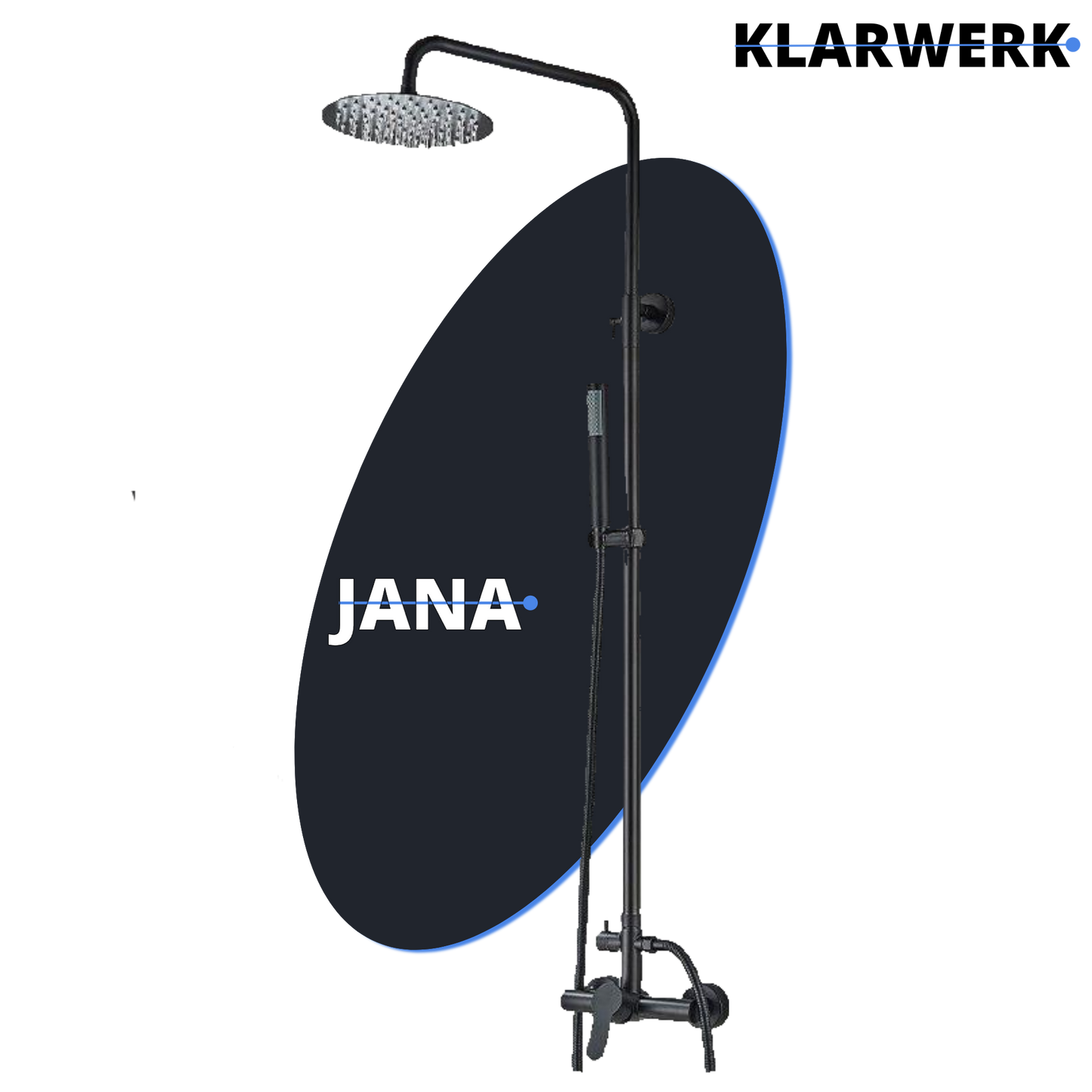 Regendusche Duscharmatur Set "Jana" - Schwarz