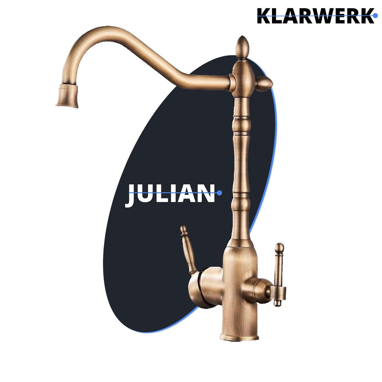Vintage 3 Wege Küchenarmatur "Julian" - Messing (gebürstet)